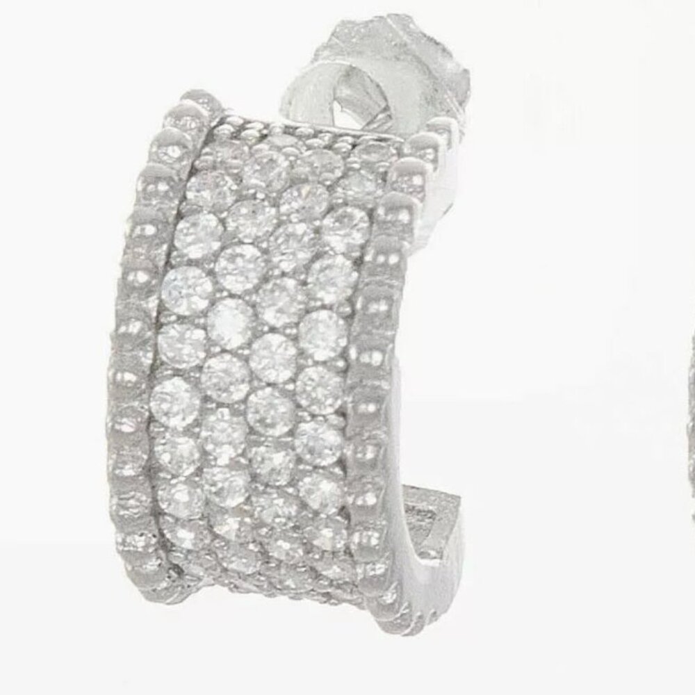 Women's 12mm Sterling Silver Micro Pave Lab Diamond Earrings